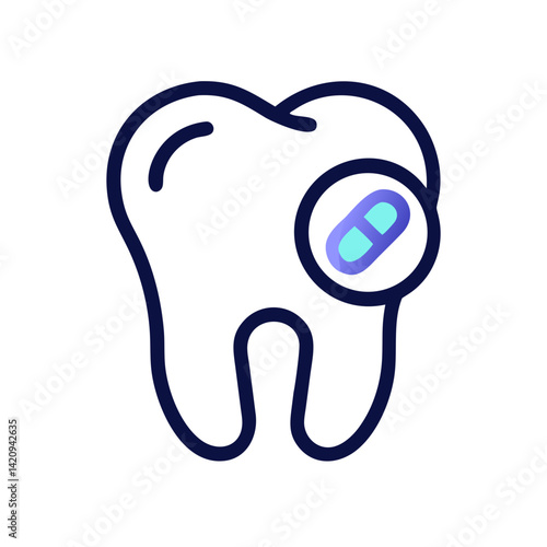 Tooth with Pill Icon Representing Dental Medication and Oral Treatment