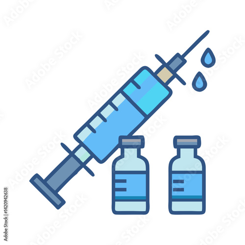 Syringe with Vials Icon Representing Vaccine and Medical Injection