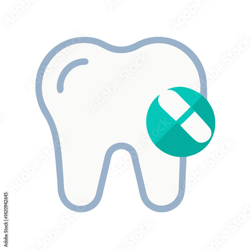 Tooth with Pill Icon Representing Dental Medication and Oral Treatment