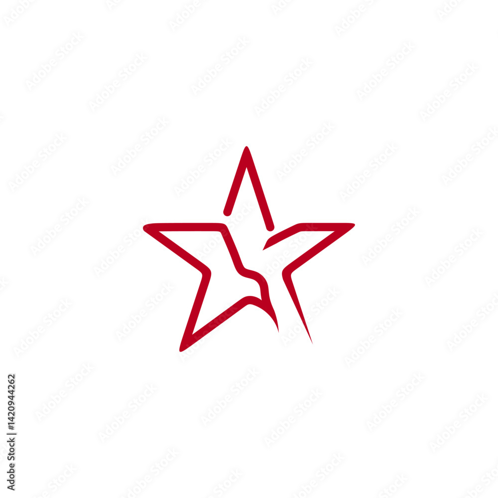 red bird and star logo with minimalist style red bird and star logo with minimalist style