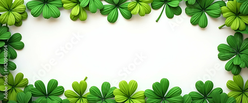 Vibrant Shamrocks and Proud Irish Flags: A Festive Border Frame with Patriotic Copy Space for St. Patrick's Day Greetings in Photo Stock - Perfect for Celebrating Irish Heritage!