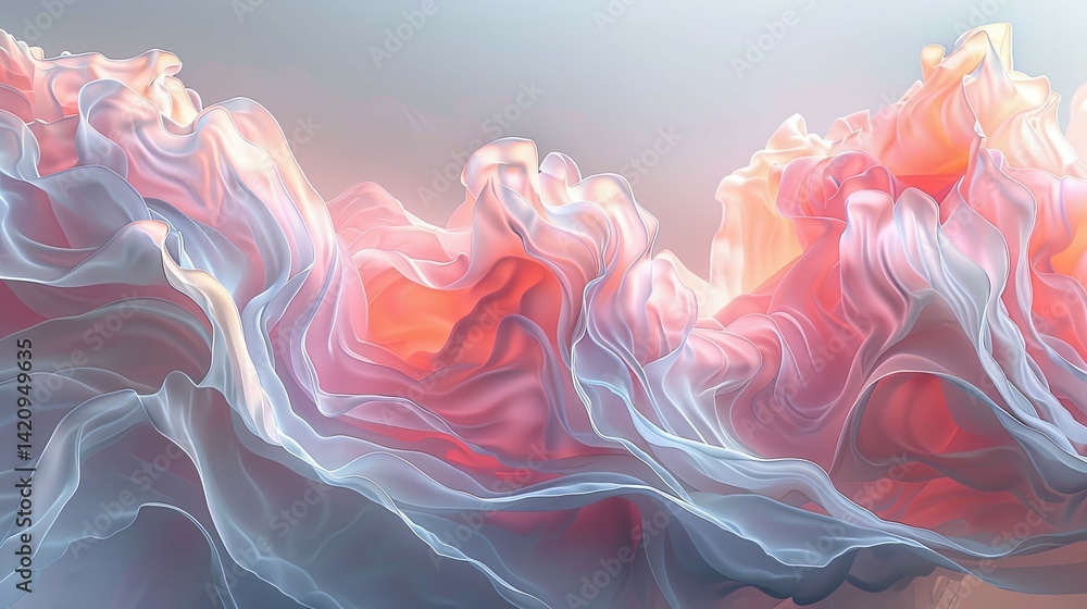 Obraz premium Serene Pastel Silk Waves: An Abstract Dreamscape