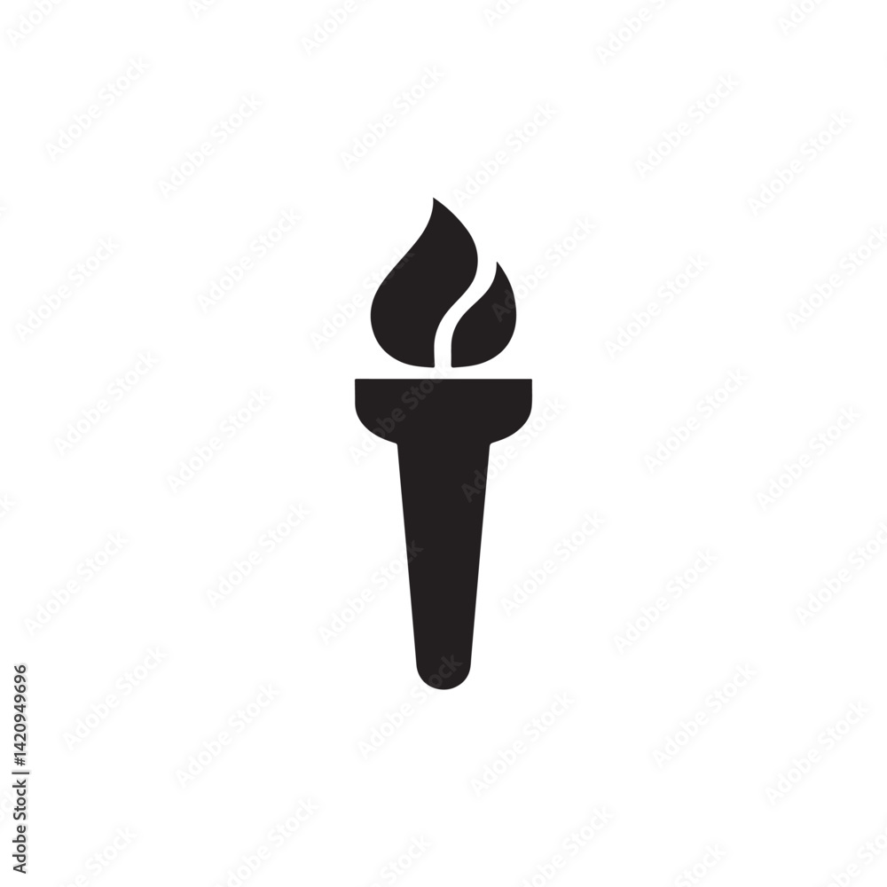 black vector torch icon isolated on white