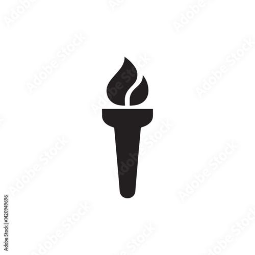 black vector torch icon isolated on white