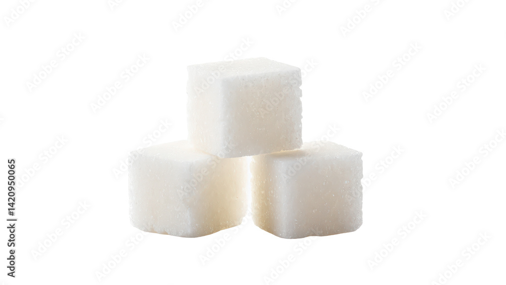 White sugar cubes isolated on plain white simple style White sugar cubes isolated on plain white simple style