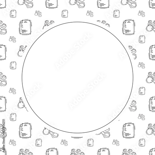 kitchen utensil frame. doodle kitchenware circle frame. kitchen background