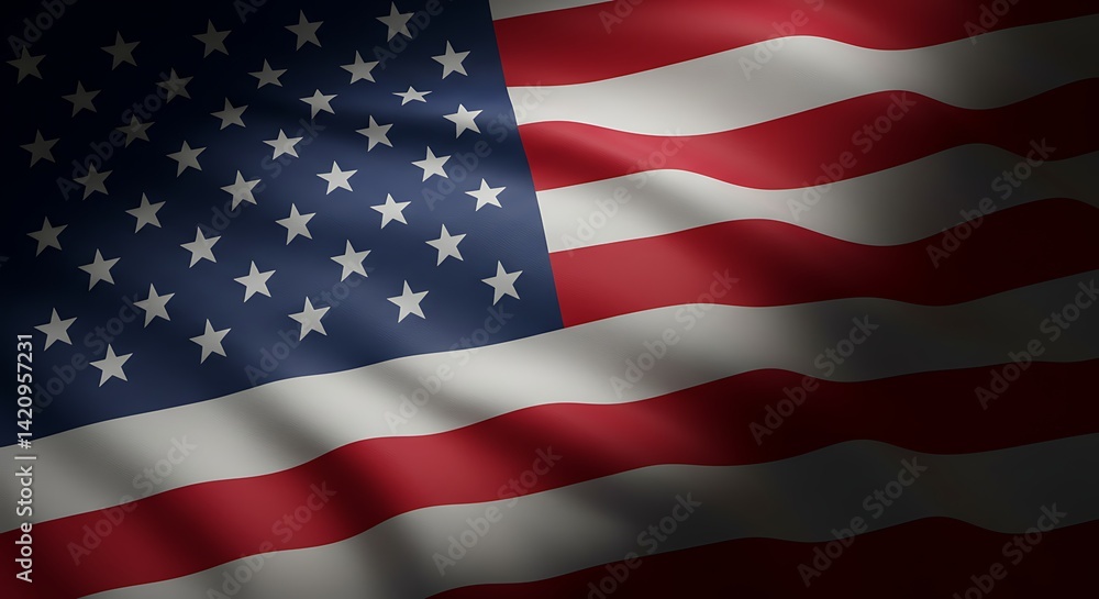 Fototapeta premium American Flag Waving Stars and Stripes, Patriotic Symbol of Freedom