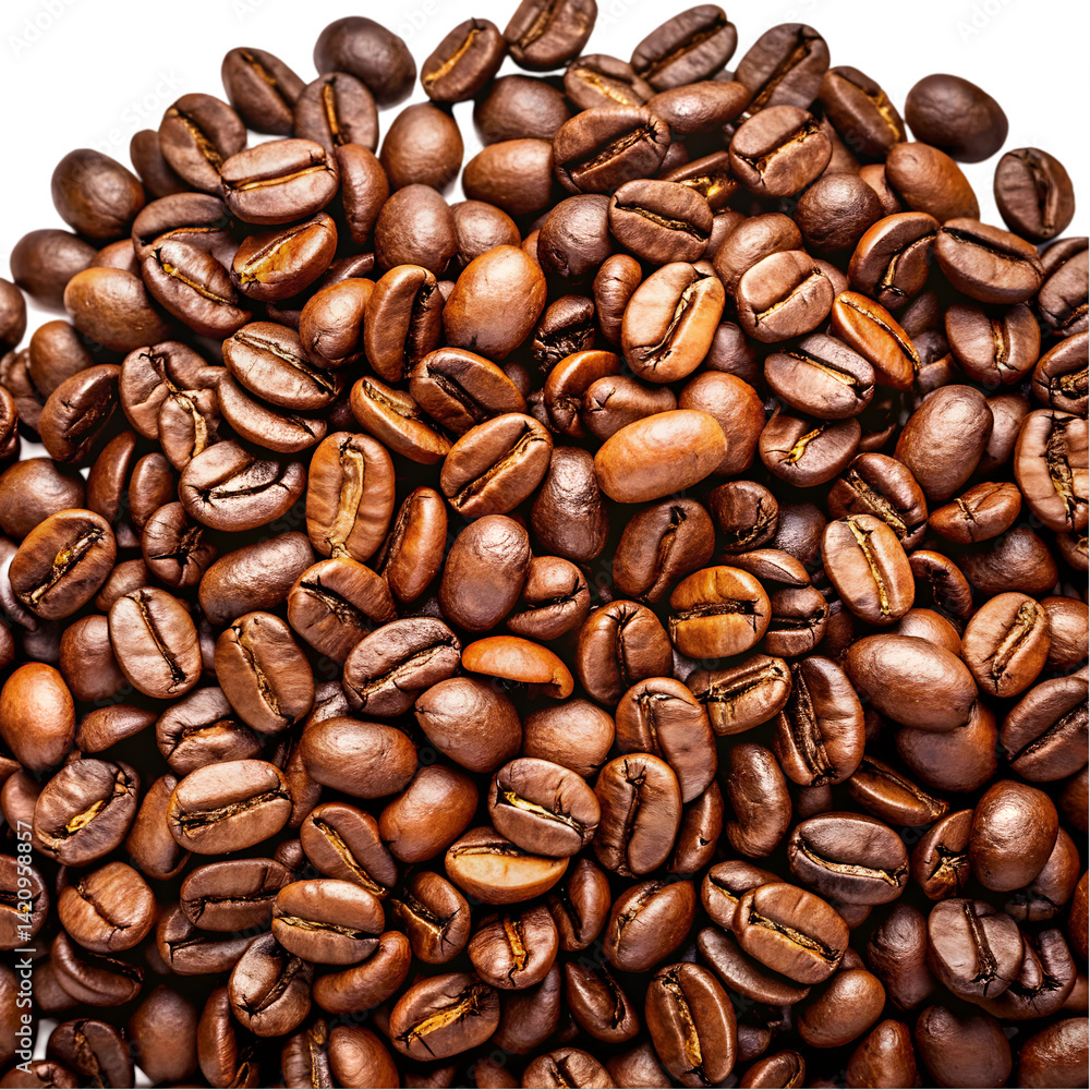 Fototapeta premium Set coffee beans png on isolated transparent background