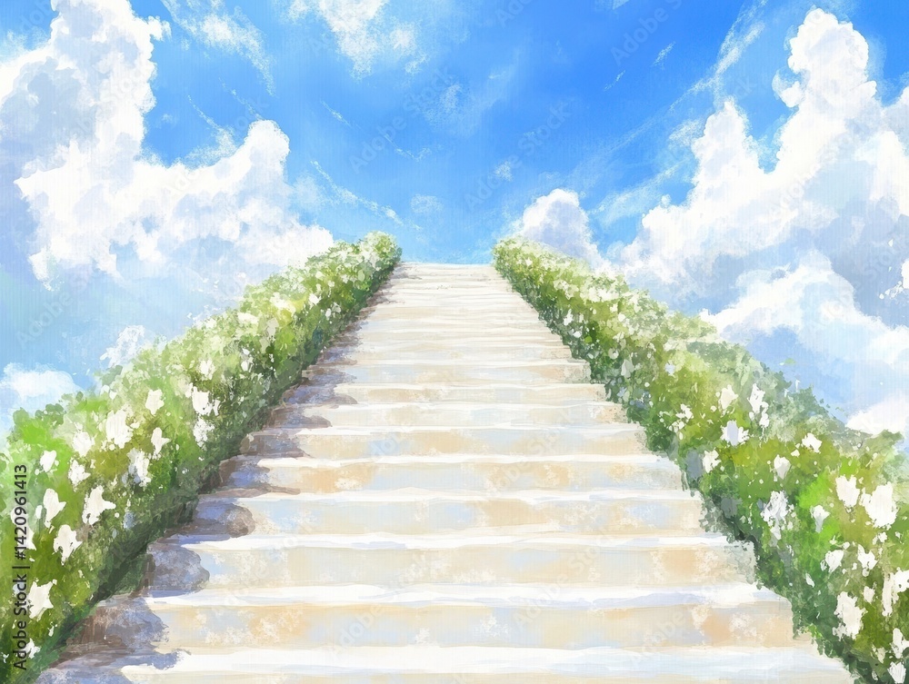 Stairway to Heaven A white stone staircase ascends towards a bright cloudy sky flanked by greenery Stairway to Heaven A white stone staircase ascends towards a bright cloudy sky flanked by greenery
