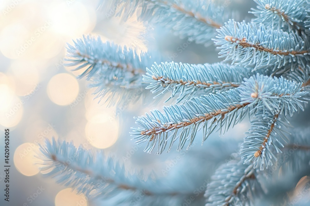 Close-Up of Blue Spruce Branches in Winter Light Close-Up of Blue Spruce Branches in Winter Light