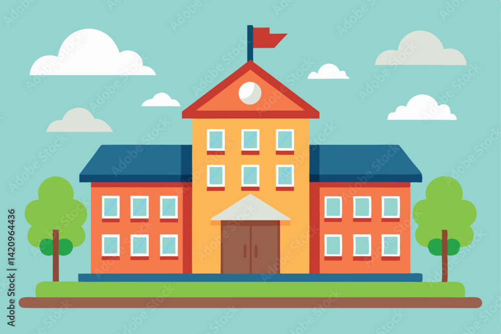 Naklejka premium Vector Illustration of a School Building Design