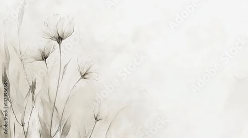 Elegant Floral Illustration with Soft Watercolor Background