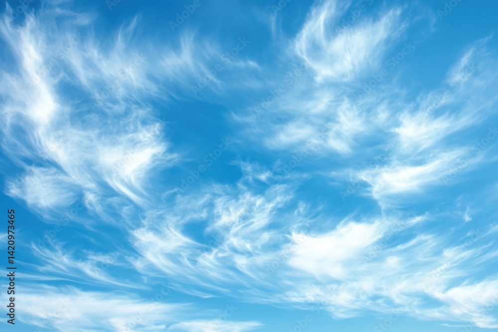 Serene blue sky with delicate clouds for soothing visuals and relaxation themes Serene blue sky with delicate clouds for soothing visuals and relaxation themes