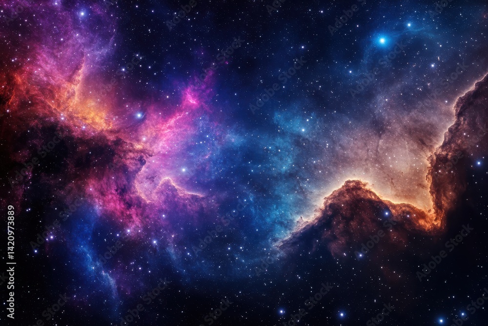 Fototapeta premium Celestial wonders - breathtaking night sky featuring vibrant nebulae, dazzling stars, and majestic galaxies perfect for astronomy enthusiasts and cosmic admirers