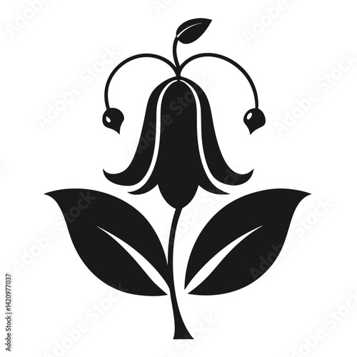 Black and White Bluebell Flower Illustration