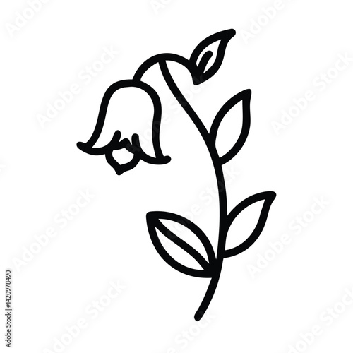 Black and White Bluebell Flower Illustration