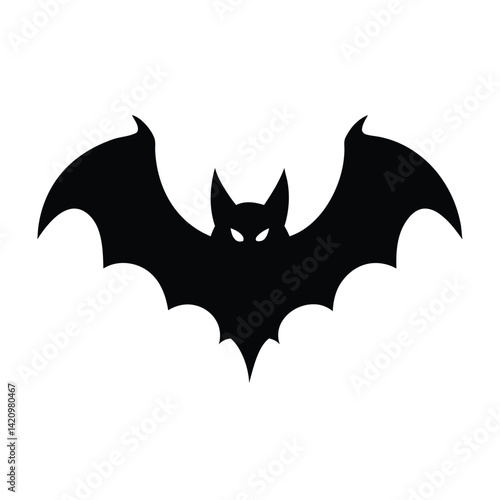 Black Bat Silhouette with Spread Wings