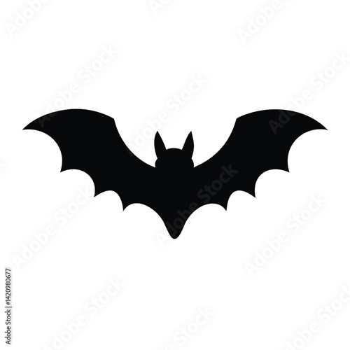 Black Bat Silhouette with Spread Wings