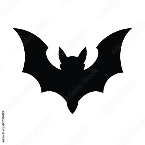 Black Bat Silhouette with Spread Wings
