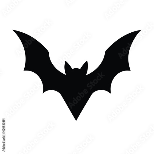Black Bat Silhouette with Spread Wings