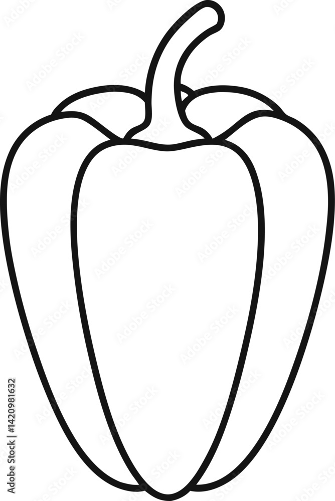 Capsicum outline vector art icon bell pepper vegetable Capsicum outline vector art icon bell pepper vegetable