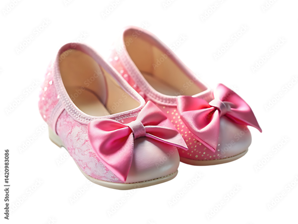 Obraz premium Pink Bow Ballet Flats: Girls' Shoes, Toddler Fashion, Cute Footwear