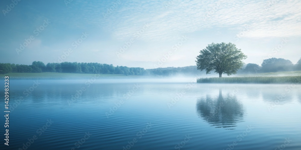 Fototapeta premium Tranquil lake scene at dawn