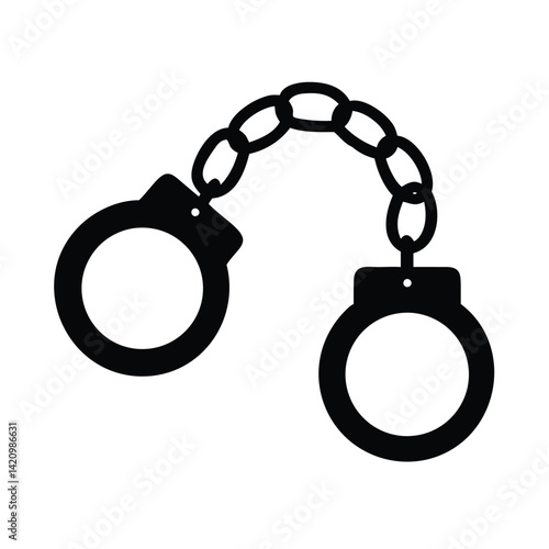 Solid Black Handcuffs Illustration