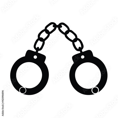 Solid Black Handcuffs Illustration