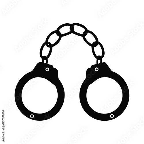 Solid Black Handcuffs Illustration