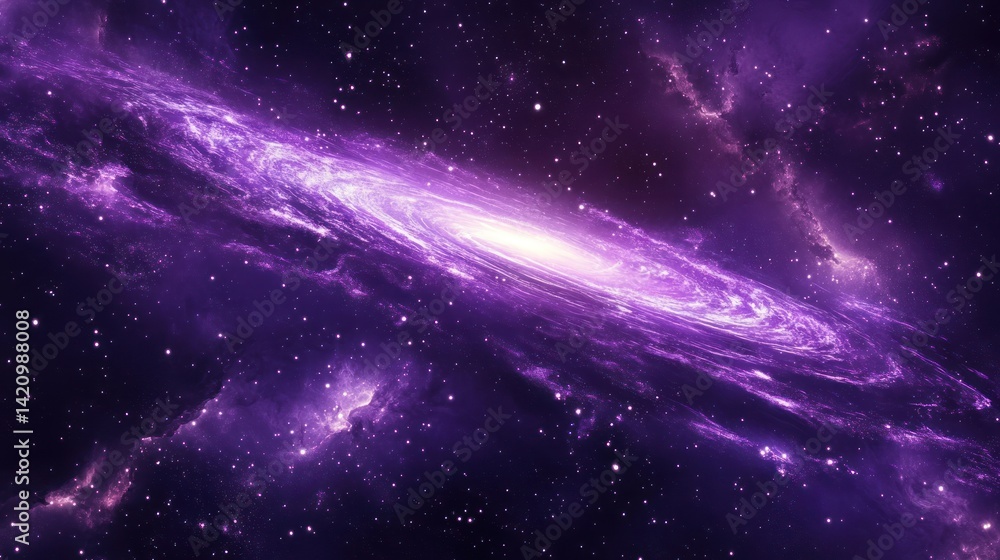 Naklejka premium Spectacular deep space galaxy with swirling arms and radiant starlight cluster