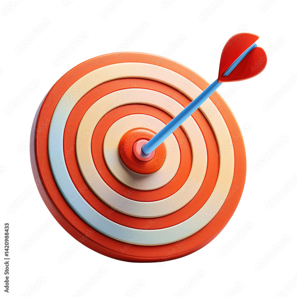 Colorful Dartboard with Arrow Targeting Success and Precision, isolated on transparent background Colorful Dartboard with Arrow Targeting Success and Precision, isolated on transparent background