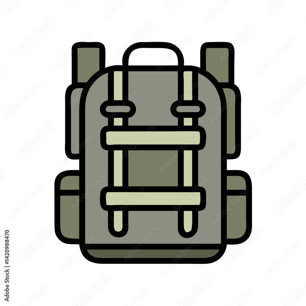 Military Backpack with Straps Icon Design Military Backpack with Straps Icon Design