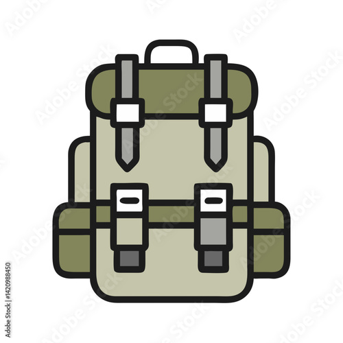 Military Backpack with Straps Icon Design