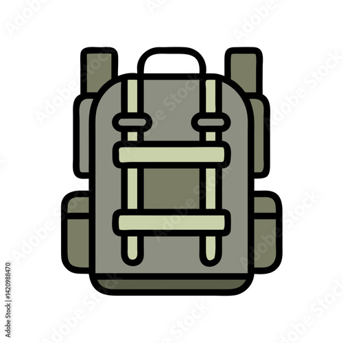 Military Backpack with Straps Icon Design