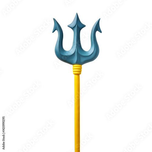 Colorful Triton Spear with Three Prongs on White Background, isolated on transparent background