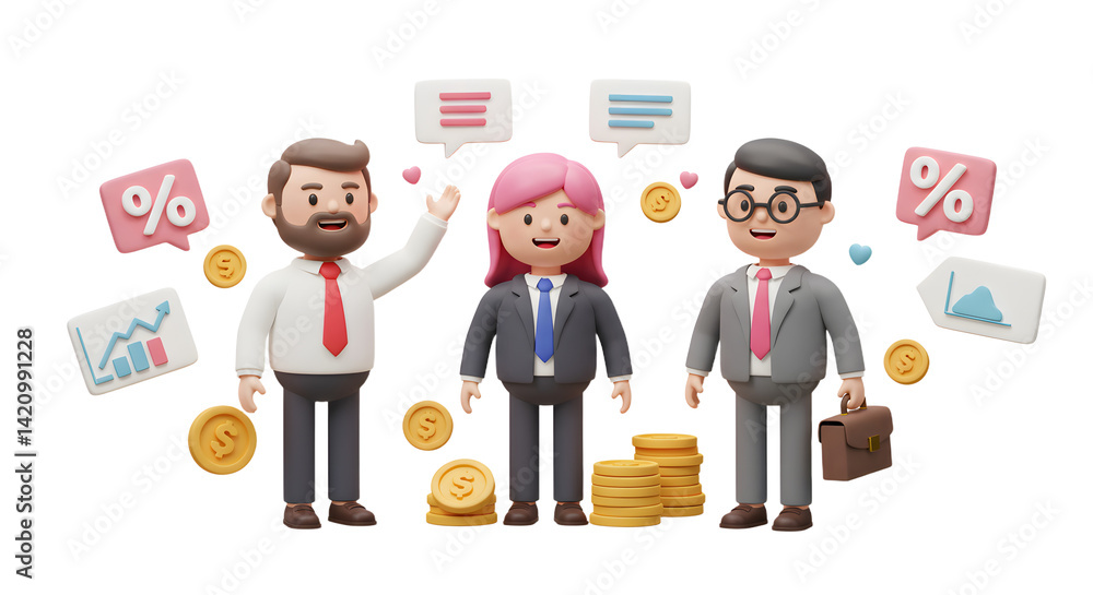 Obraz premium Business Team Discussing Finance and Investment with Coins and Data