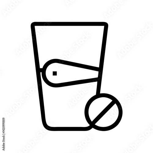 Glass with Medicine Icon Representing Dissolvable Tablet and Oral Health Treatment