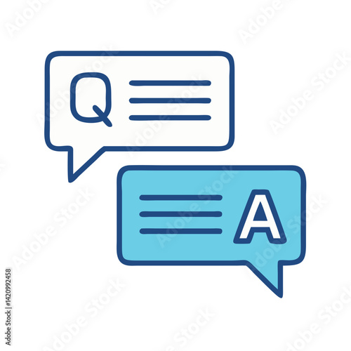 Question and Answer Bubbles Icon Representing Online FAQ and Customer Support Interaction