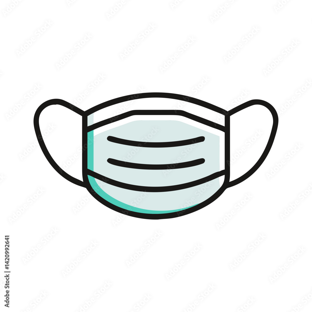 Surgical Mask Icon Representing Health Protection and Disease Prevention Surgical Mask Icon Representing Health Protection and Disease Prevention