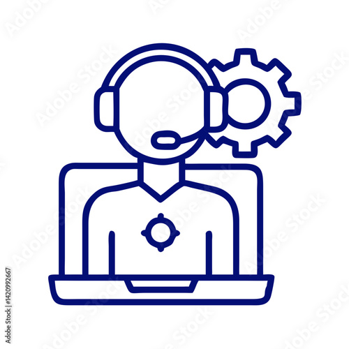 Technical Support Agent Icon Representing Helpdesk Service and Customer Assistance