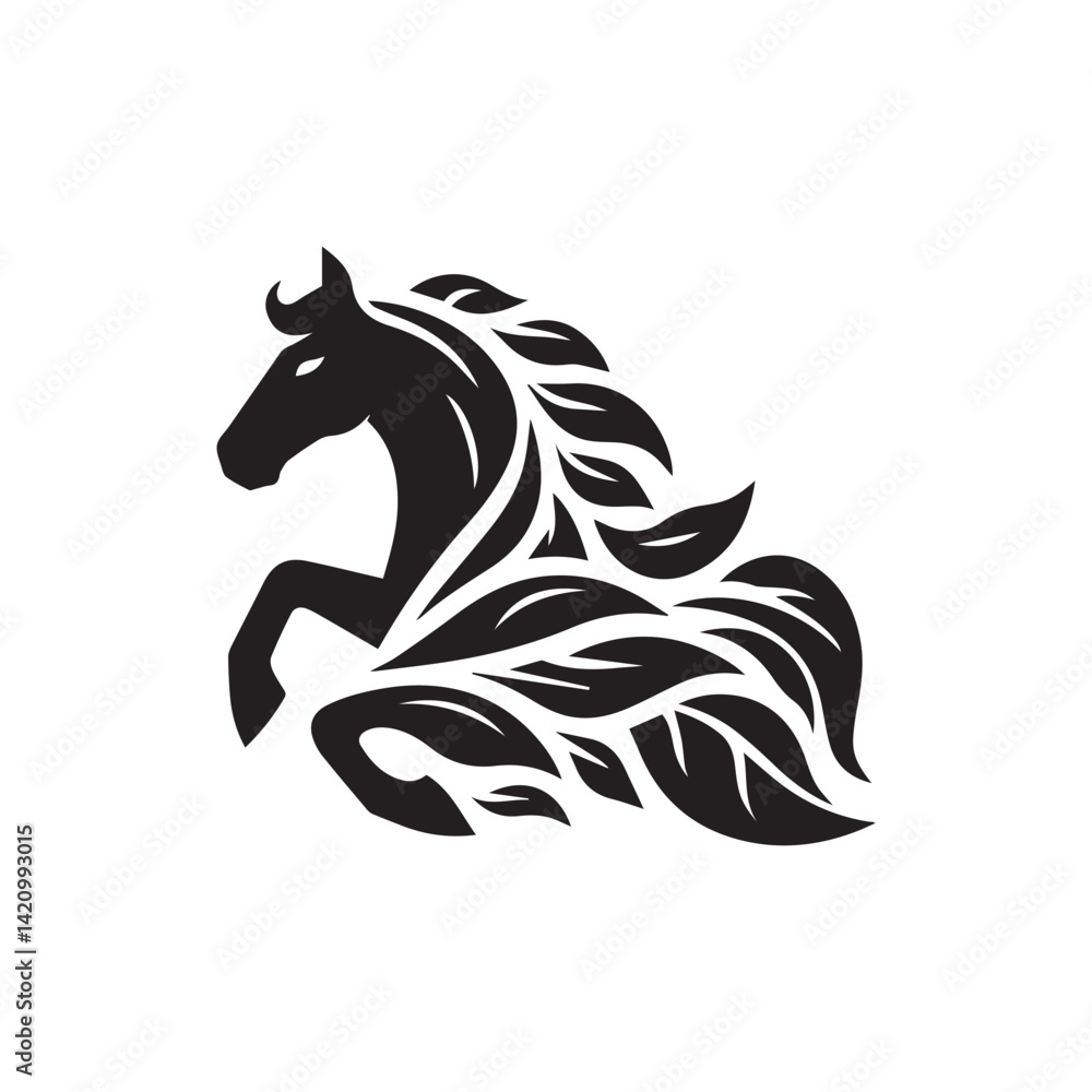 Fototapeta premium create simple black Horse Silhouette Vector with white background 