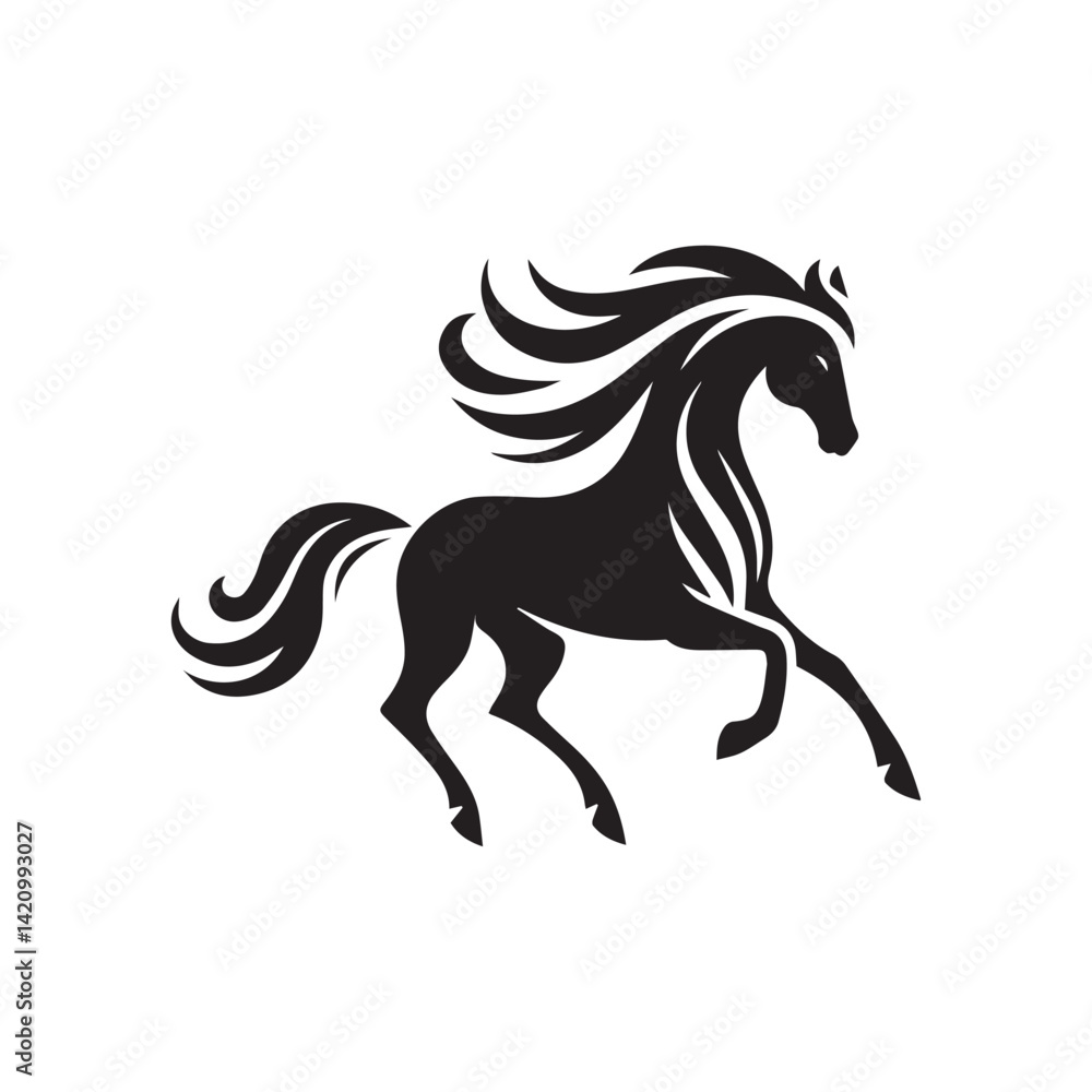 Obraz premium create simple black Horse Silhouette Vector with white background 