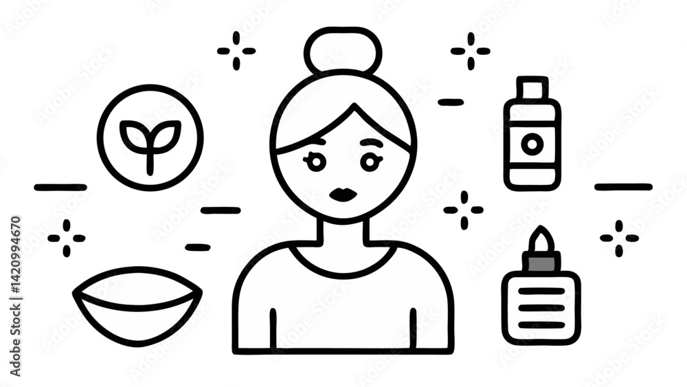 Beauty icon set in editable line vector style including skincare, cosmetics, salon tools, and wellness symbols perfect for spa, beauty, or fashion-themed designs Beauty icon set in editable line vector style including skincare, cosmetics, salon tools, and wellness symbols perfect for spa, beauty, or fashion-themed designs