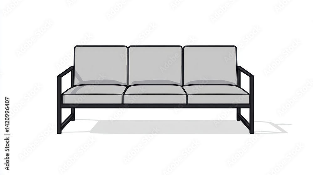 Modern Grey Sofa, Simple Design, Interior View, Home Decor, Stock Photo Modern Grey Sofa, Simple Design, Interior View, Home Decor, Stock Photo