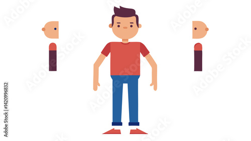 Animated casual male avatar constructor featuring editable elements ideal for motion design explainer content digital scenes and personalized character creation