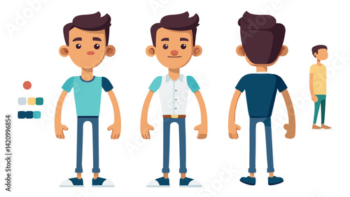 Casual man character builder offering a wide range of animated avatar options for explainer videos educational materials digital storytelling and creative designs