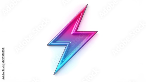 Free Download Neon Lightning Bolt: A vibrant, stylized lightning bolt graphic features a gradient of pink and blue neon colors, creating a dynamic and energetic symbol.  - GFXLoad