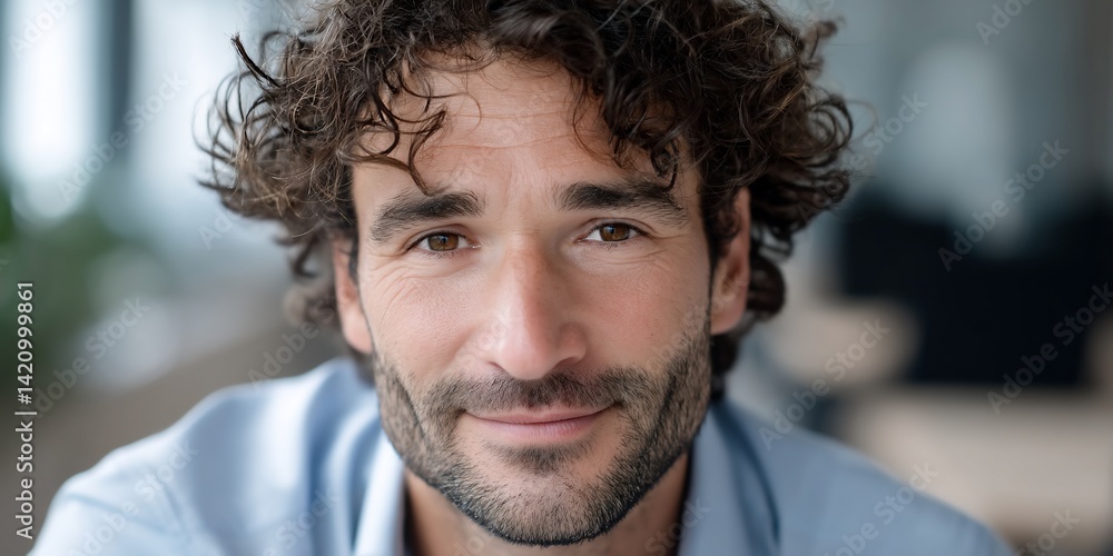 Fototapeta premium Close-up portrait of a man with a warm smile