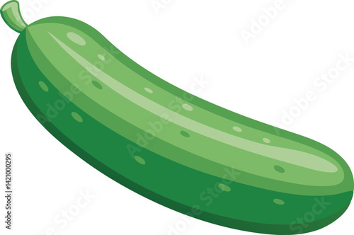 A vibrant vector art illustration of a delicious, fresh cucumber fruit, showcasing crisp texture, vivid green color, and natural appeal.